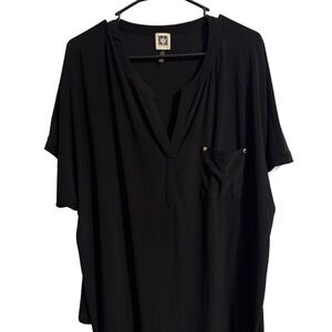 Anne Klein Black Blouse with Pocket Detail 3X